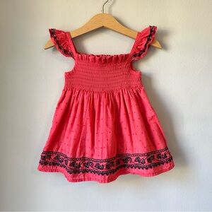 Nicole Miller Pink Smocked Embroidered Angel Sleeve Dress Size 12 Months